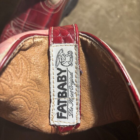 Ariat Fatbaby Red and Cream Alligator Print Western Boot - Size 8.5 - Picture 3 of 7